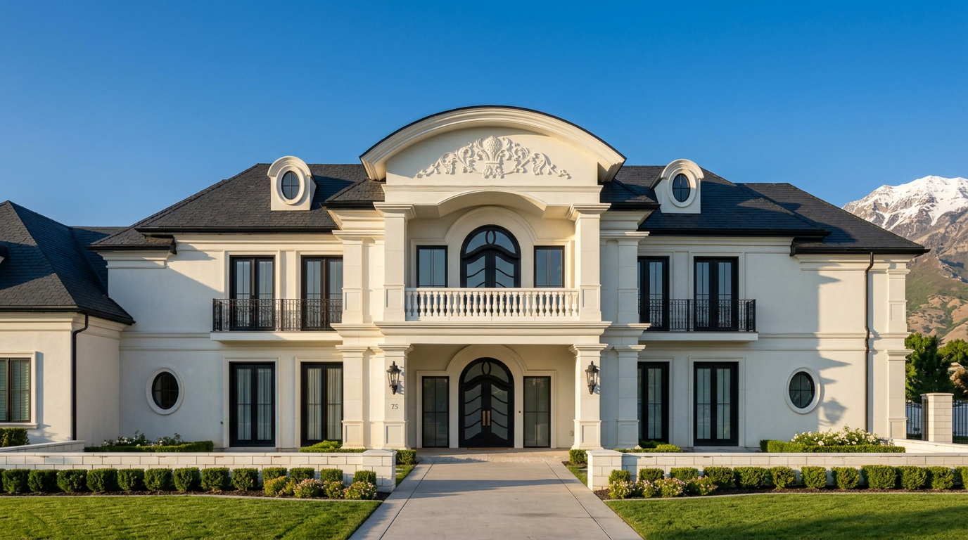 Custom stucco home finished by Supreme Plaster in Provo, Utah